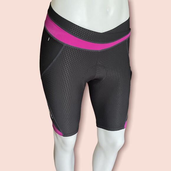 Louis Garneau Padded Black / Fuchsia Cycling Shorts XS S 0 2 4 WOMENS NWT NEW - Picture 1 of 10